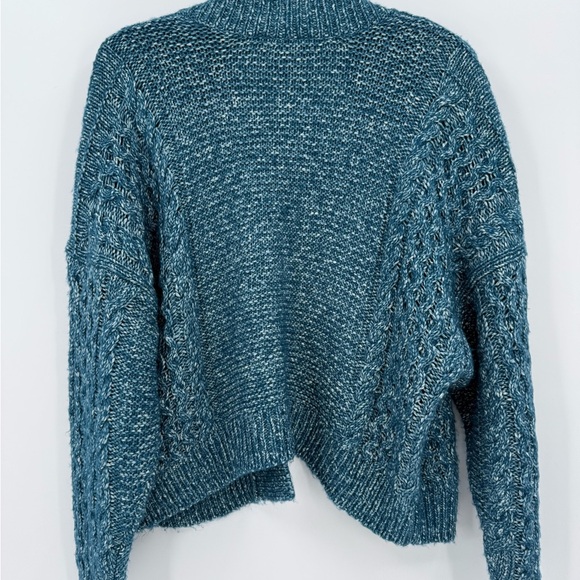 Cabi 4095 Astral Cropped Cable-Knit Open Cardigan in Teal in M - Picture 11 of 12